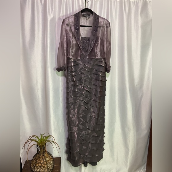Dresses & Skirts - Alex Evenings 2pc Tiered Sheath Dress 
With Metallic Jacquard Jacket